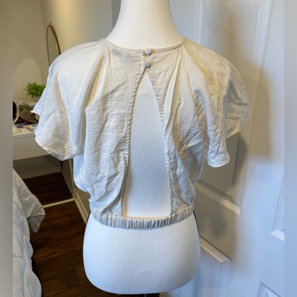 Zara Ivory Backless Top with Elastic Waistband Size Medium